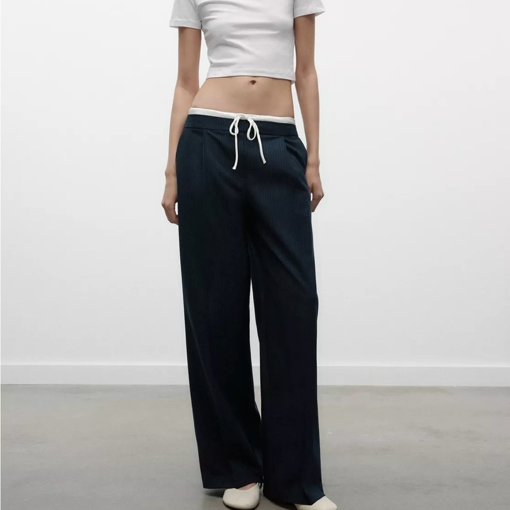 Zara Double Waist Wide Leg Pants - Indigo Colour size XL